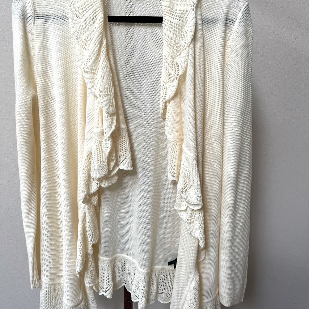 Lauren  Ralph Lauren pale yellow cardigan Size L/G Worn twice.